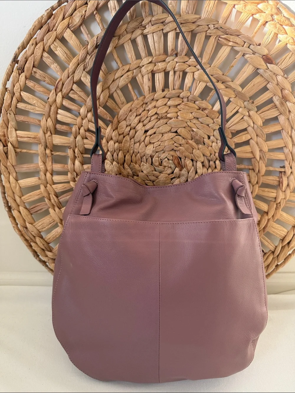 Lucky Brand Gryn Hobo Leather Purse Dusty Rose Mauve